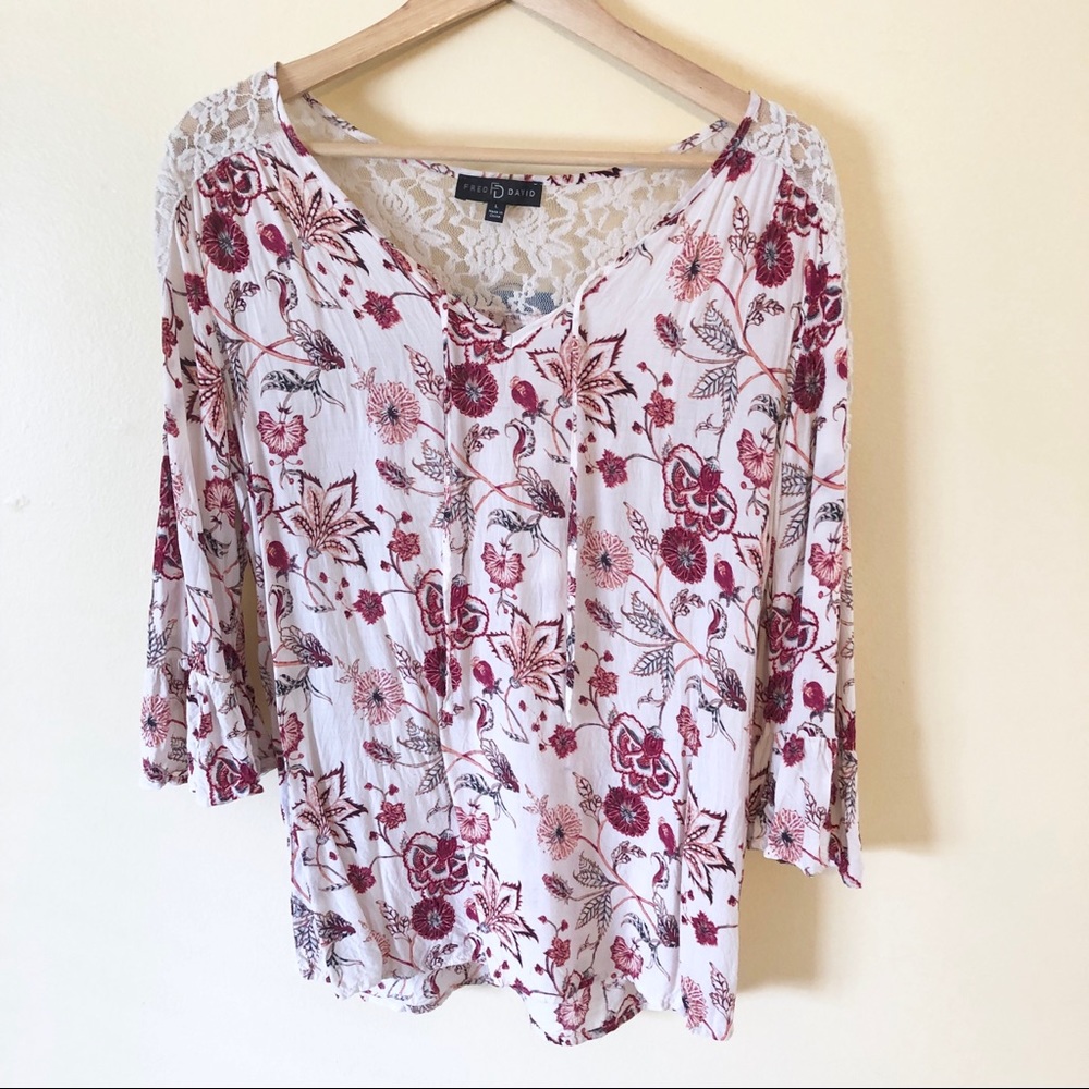 Fred Davis boho floral blouse